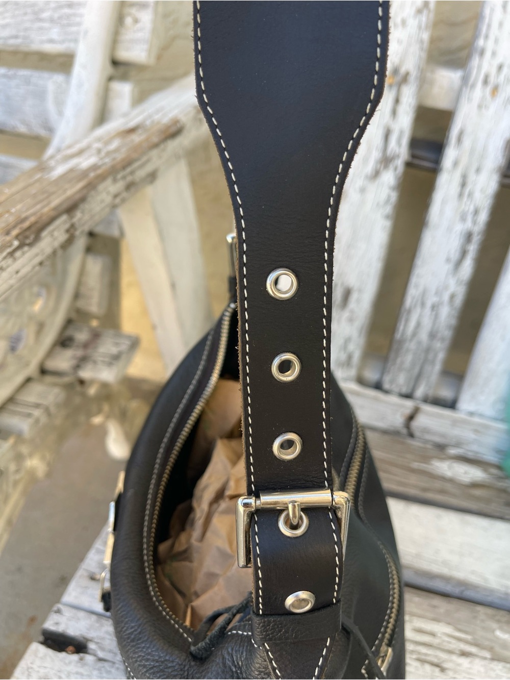 Harley-Davidson Women’s HD621 Black Leather Shoulder Bag Double Zipper Purse - Picture 14 of 15